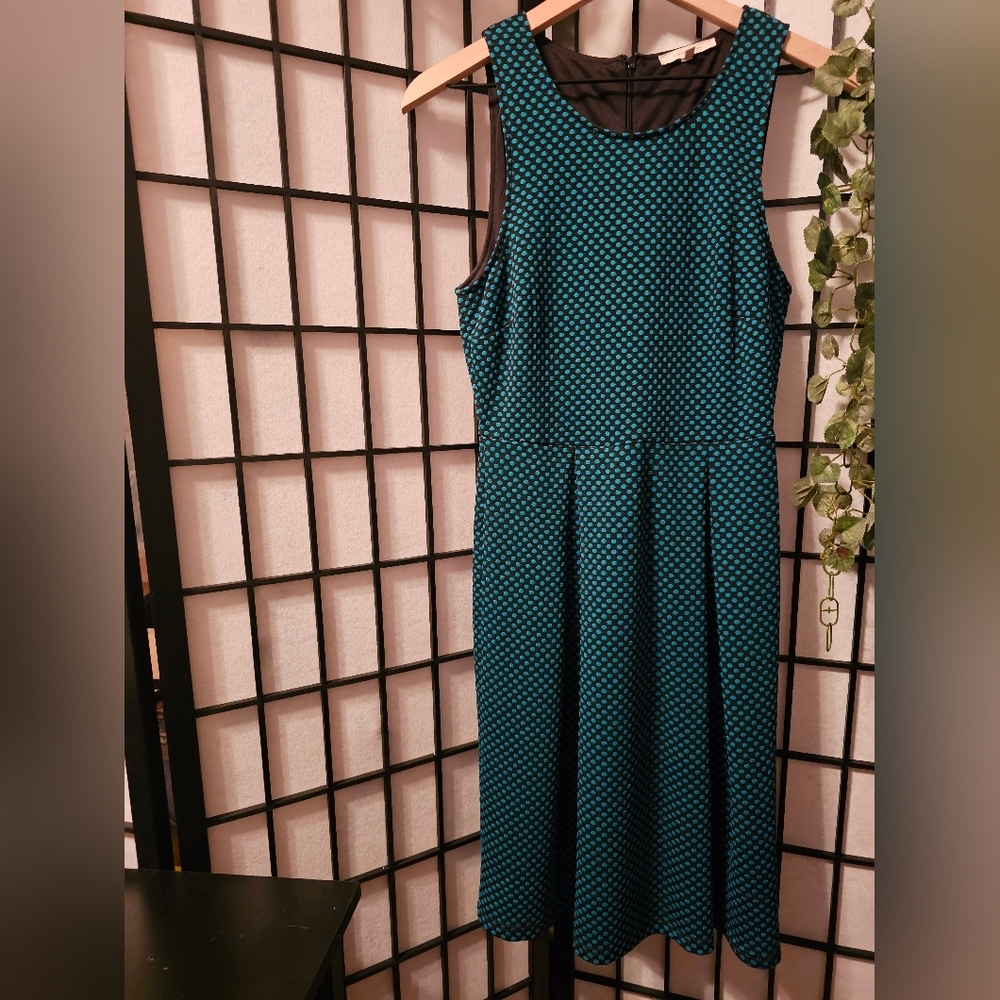 41 HAWTHORN Retro Black and Blue Polka‎ Dot Dress Size Meduim